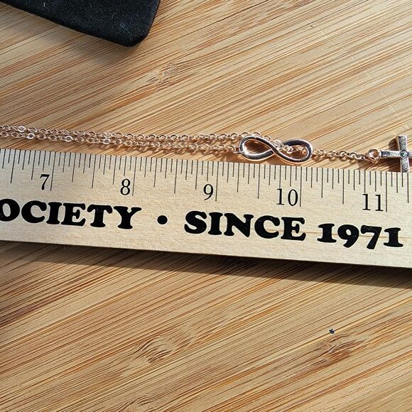 Swarovski elements Women's rose Gold Jewelry cross infinity necklace - Picture 3 of 5